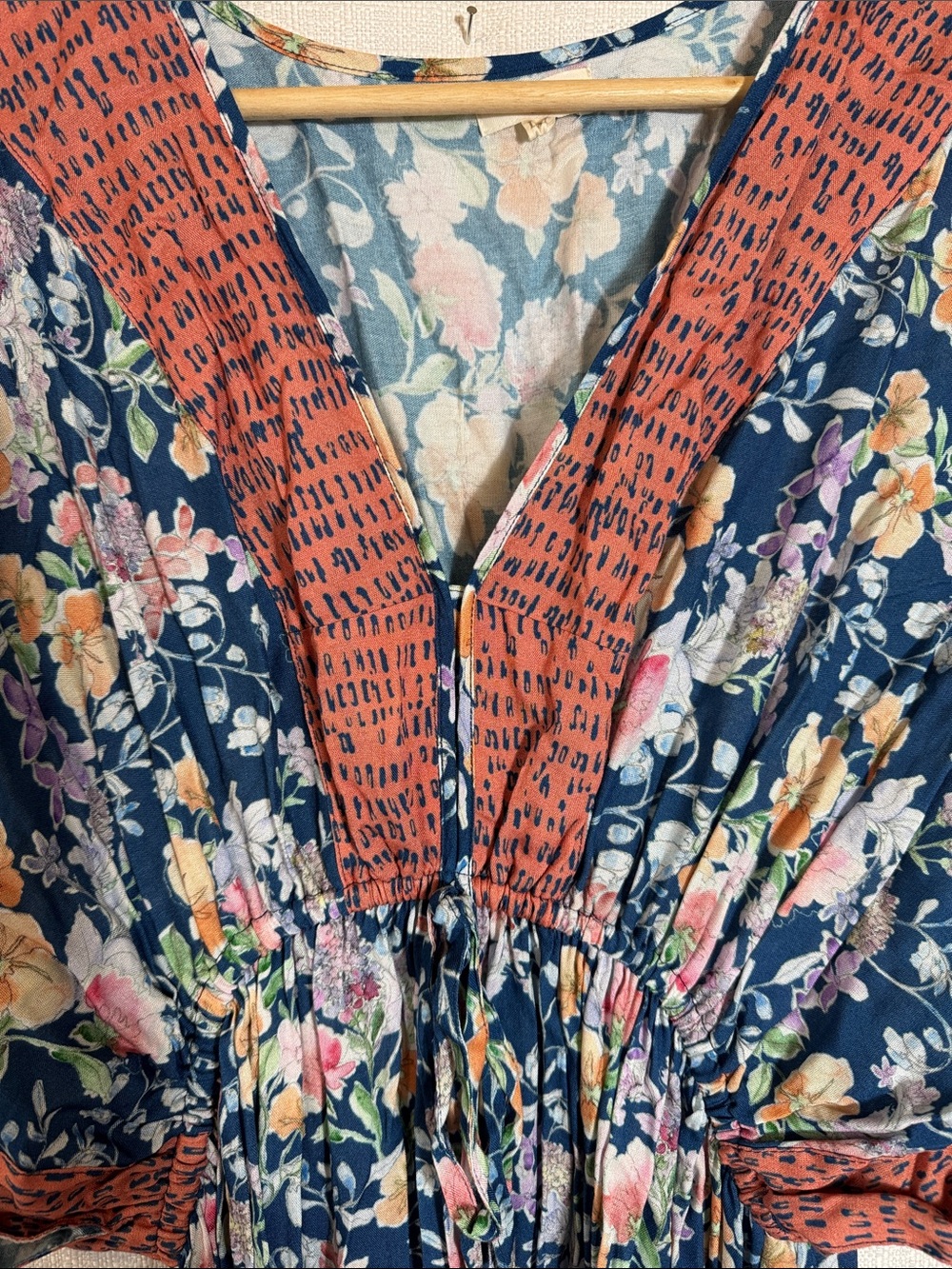 World Market Maxi Boho Dress L/XL Tassel Tie Resort Vacation Cottagecore - Picture 4 of 9
